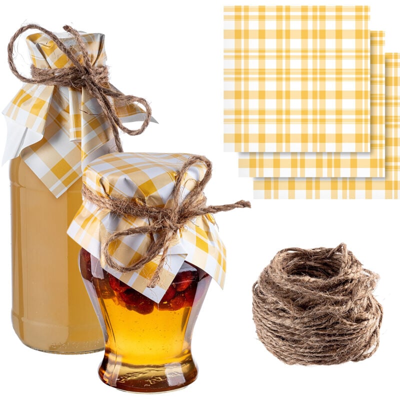 foto del prodotto kadax - tappi, coperchi per barattoli, lattine, bottiglie, tovaglioli + spago juta x50