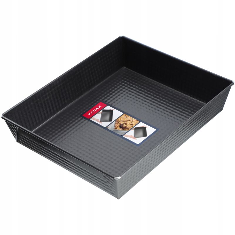 foto del prodotto kadax tortiera rettangolare, teglia grande con rivestimento antiaderente e bordi alti, accessorio da cucina nero, 30,5 x 25,5 cm 