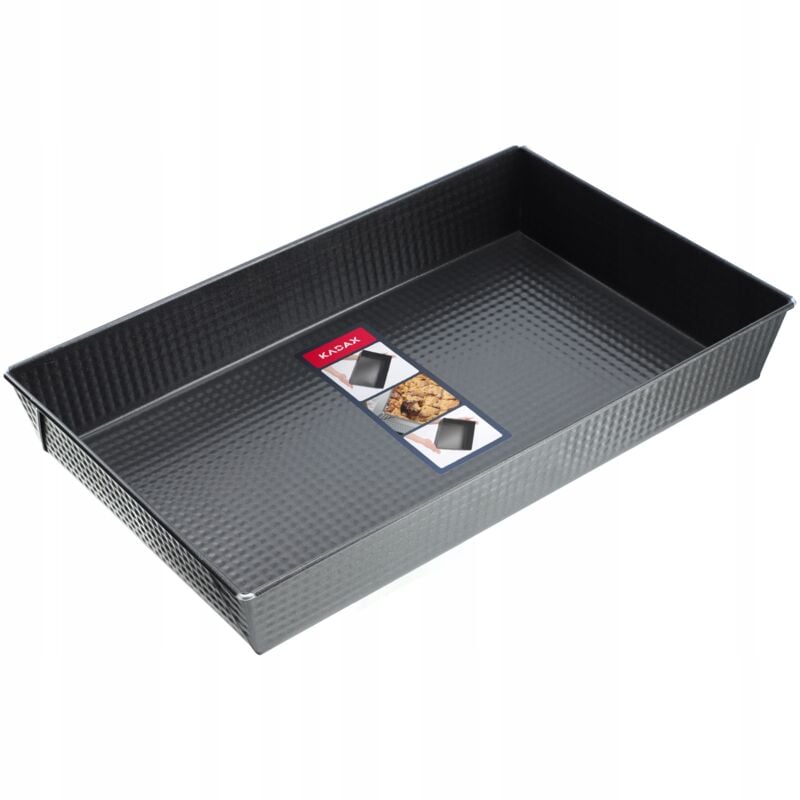 foto del prodotto kadax tortiera rettangolare, teglia grande con rivestimento antiaderente e bordi alti, accessorio da cucina nero, 40 x 25,5 cm 