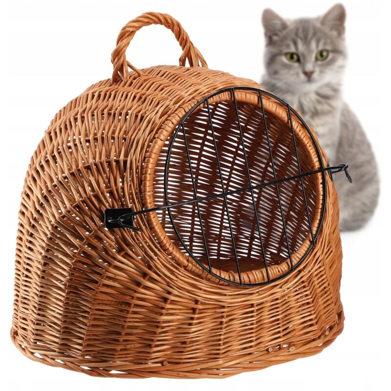 foto del prodotto kadax trasportino in vimini per cani e gatti, cesto 49cm