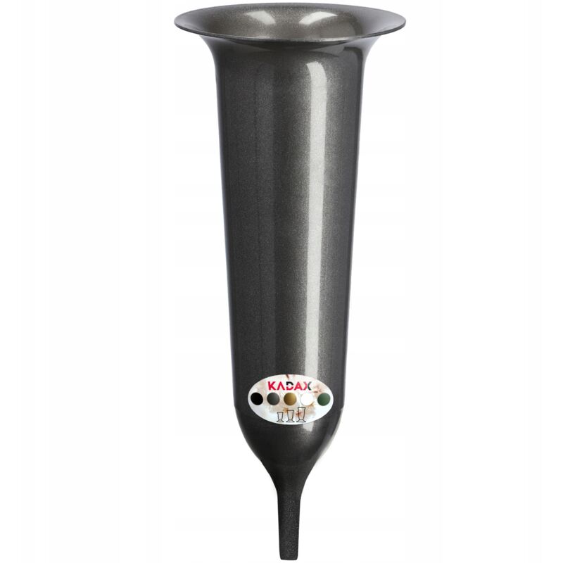 foto del prodotto kadax vaso a fiala per cimitero 35 cm fiori artificiali punta incassata grafite