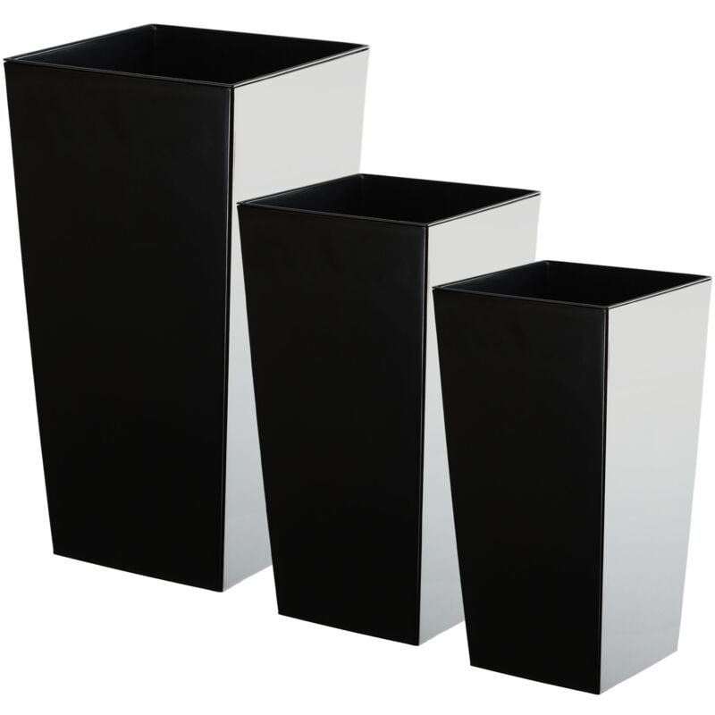 foto del prodotto kadax vaso da fiori alto, grande fioriera in plastica per decorazione interna ed esterna nero, set di 3 36 cm, 46,5 cm, 57,5 cm 