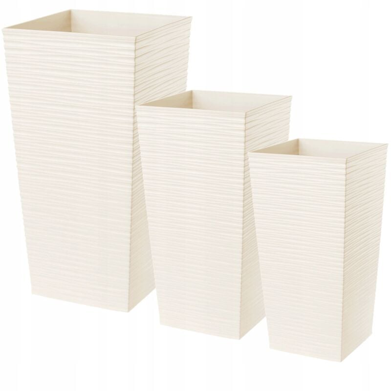 foto del prodotto kadax vaso da fiori alto, grande fioriera in plastica per la decorazione di interni ed esterni crema, set di 3 57,5 cm, 68 cm, 75,5 cm 