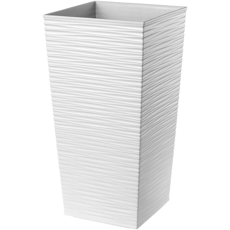 foto del prodotto kadax vaso da fiori alto, grande fioriera in plastica per la decorazione moderna ed elegante di interni ed esterni, vaso da fiori 36 cm, bianco 