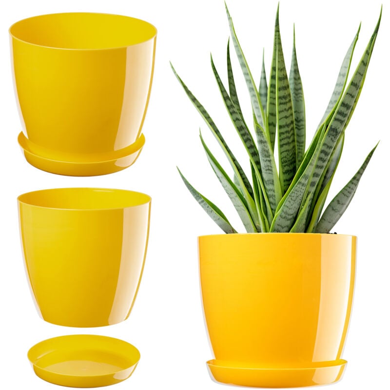 foto del prodotto kadax vaso da fiori con supporto coperchio in plastica vaso da fiori 12 cm giallo per fiori