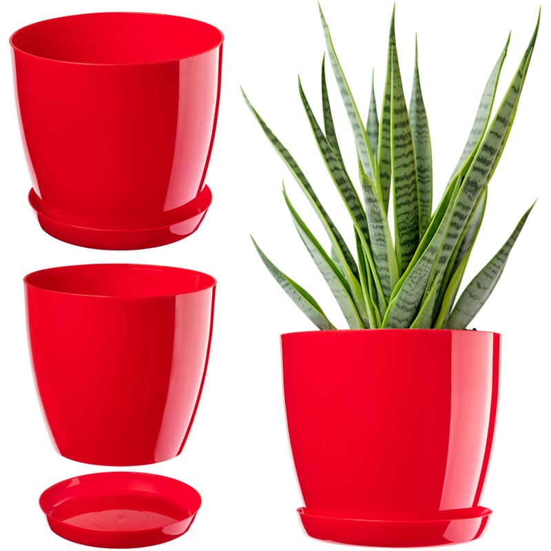 foto del prodotto kadax vaso da fiori con supporto coperchio in plastica vaso da fiori 20 cm fiori rossi