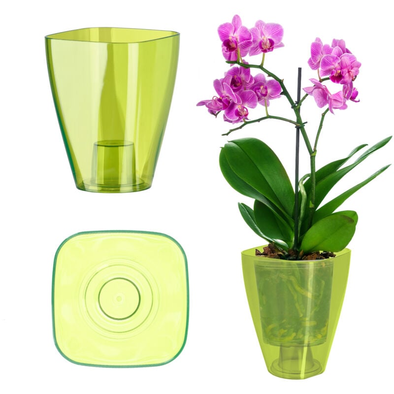 foto del prodotto kadax vaso da fiori copertura per orchidee supporto per fiori piante in plastica 9 cm verde