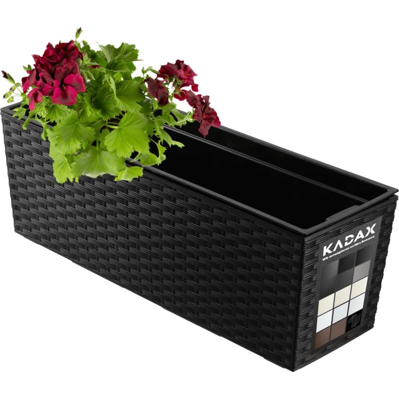 foto del prodotto kadax - vaso da fiori da balcone + inserto 19x56 cm nero