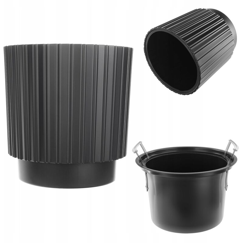foto del prodotto kadax vaso da fiori decorativo con inserto interno, rotondo, plastica, per interni ed esterni, nero, 30 cm