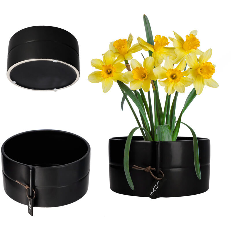 foto del prodotto kadax vaso da fiori in ceramica 2 colori, vaso da fiori dragon tree, viola, viole del pensiero nero, diametro 18 cm 