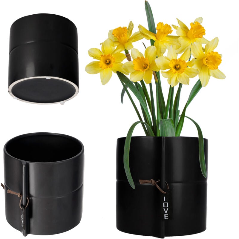 foto del prodotto kadax vaso da fiori in ceramica 2 colori vaso da fiori in ceramica per alberi del drago, viola viole del pensiero nero, diametro 13 cm 