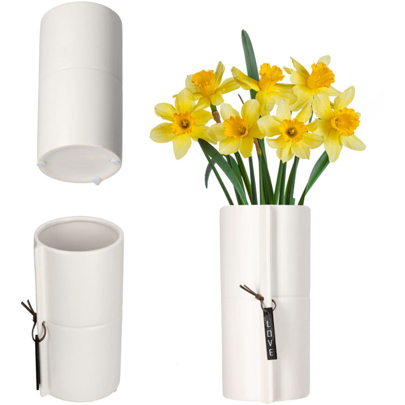 foto del prodotto kadax - vaso da fiori in ceramica vaso da fiori in 2 colori vaso da fiori in ceramica per albero del drago, viola, viole del pensiero (bianco, diametro 9 cm)