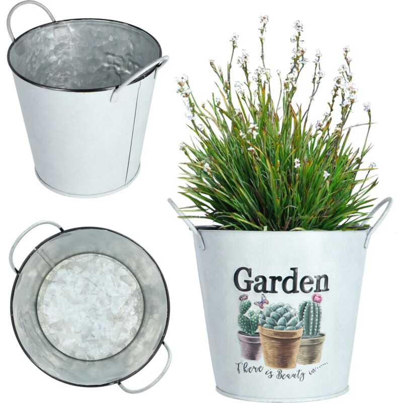 foto del prodotto kadax vaso da fiori in metallo stile retr per orchidee, erbe aromatiche, geranio, vaso da fiori diametro 16 cm, con manici 