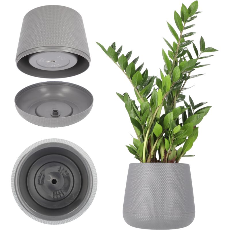 foto del prodotto kadax vaso da fiori in plastica 13 23 cm 4 colori ovale con sottobicchiere in set di vasi da fiori