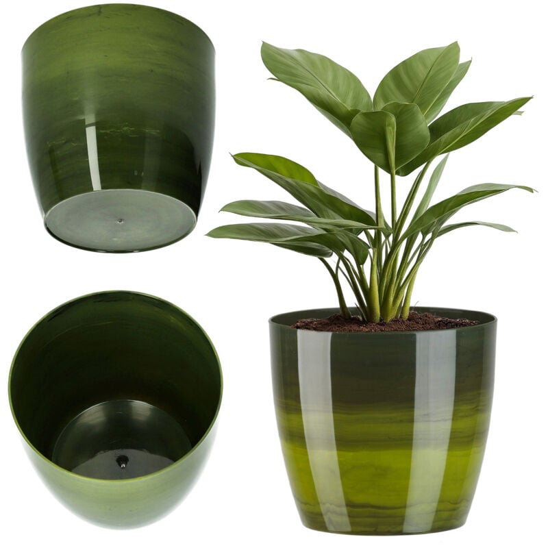 foto del prodotto kadax vaso da fiori in plastica con finitura lucida e motivo marmorizzato, vaso per piante per un arredamento interno raffinato e moderno 16 cm,