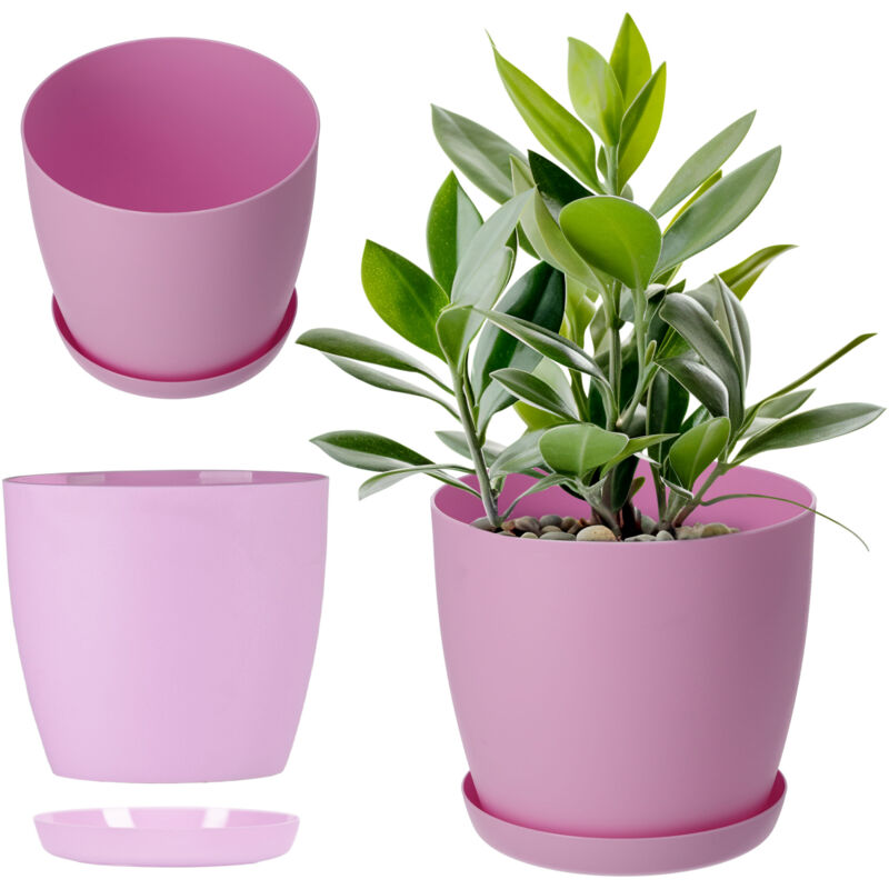 foto del prodotto kadax vaso da fiori in plastica con sottovaso ed elegante finitura opaca, vaso per piante per un arredamento interno raffinato e moderno 20 cm,