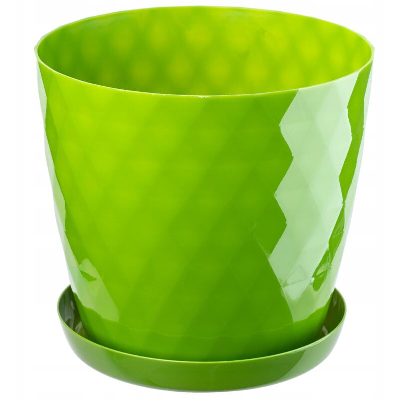 foto del prodotto kadax vaso da fiori in plastica con sottovaso integrato, vaso per piante per decorazioni floreali moderne in interni 16 cm, verde 