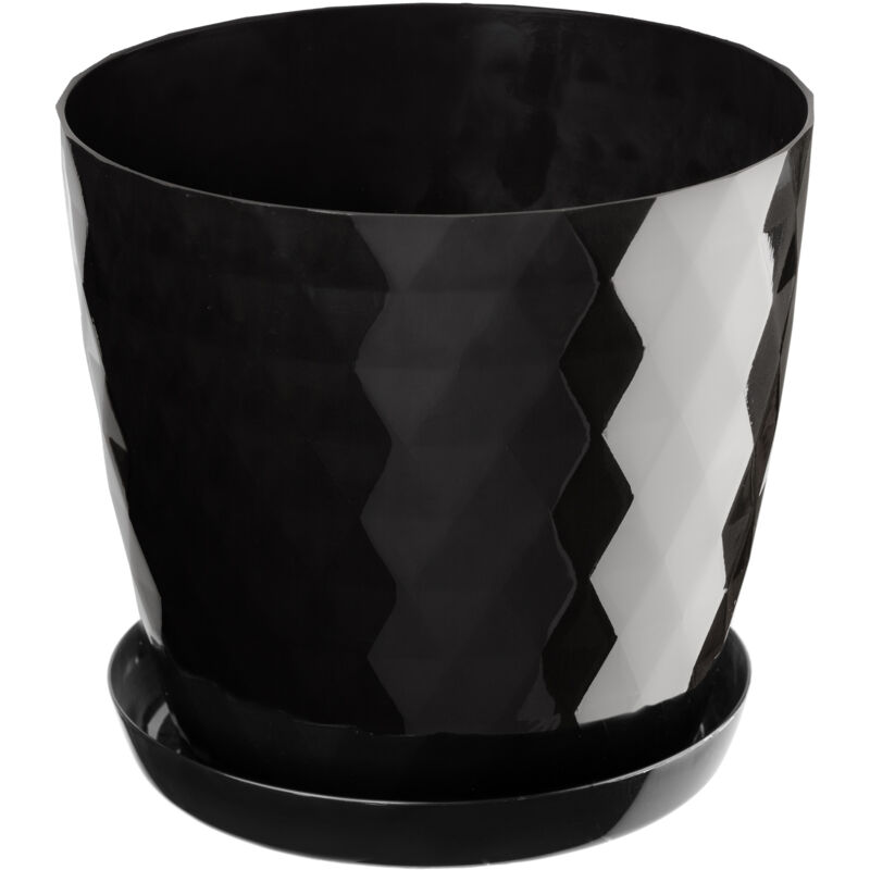 foto del prodotto kadax vaso da fiori in plastica con sottovaso integrato, vaso per piante per decorazioni floreali moderne in interni 20 cm, nero 
