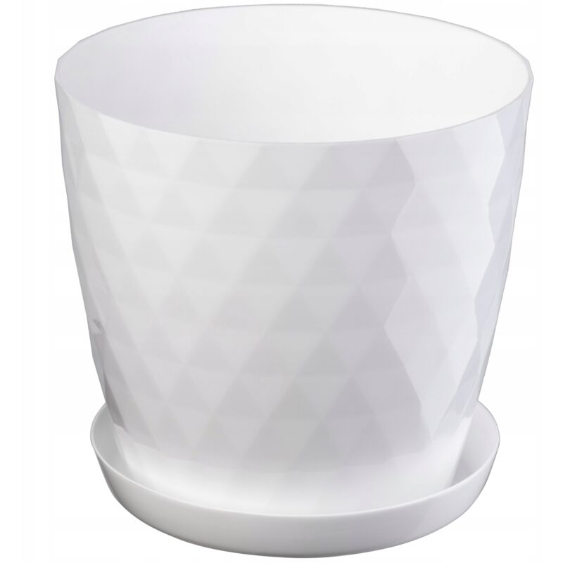 foto del prodotto kadax vaso da fiori in plastica con sottovaso integrato, vaso per piante per decorazioni floreali moderne in interni 30 cm, bianco 