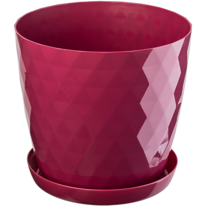 foto del prodotto kadax vaso da fiori in plastica con sottovaso integrato, vaso per piante per decorazioni floreali moderne in interni 30 cm, rosa 