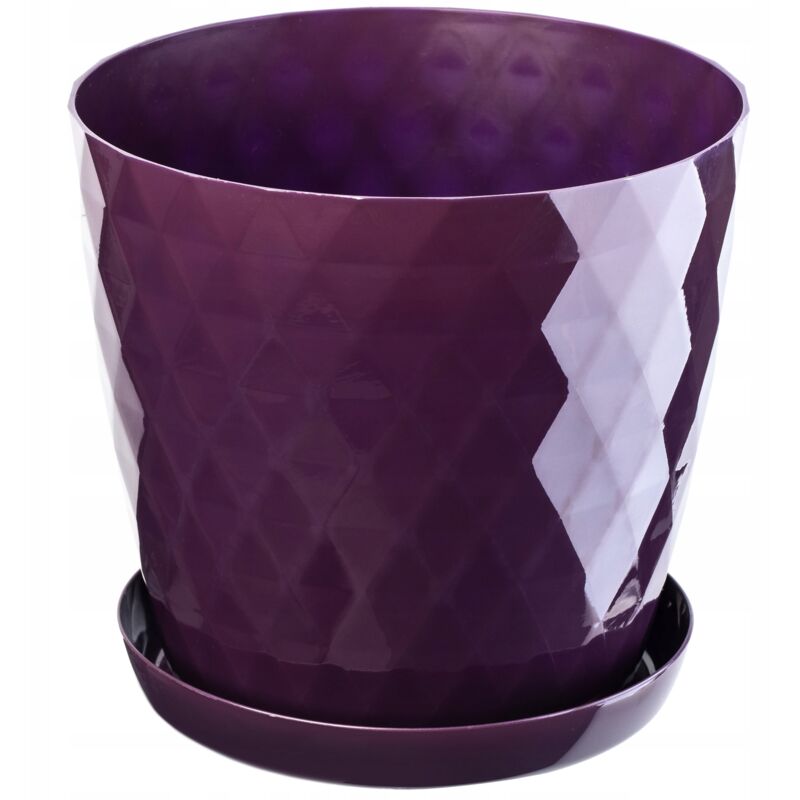 foto del prodotto kadax vaso da fiori in plastica con sottovaso integrato, vaso per piante per decorazioni floreali moderne in interni 30 cm, viola 