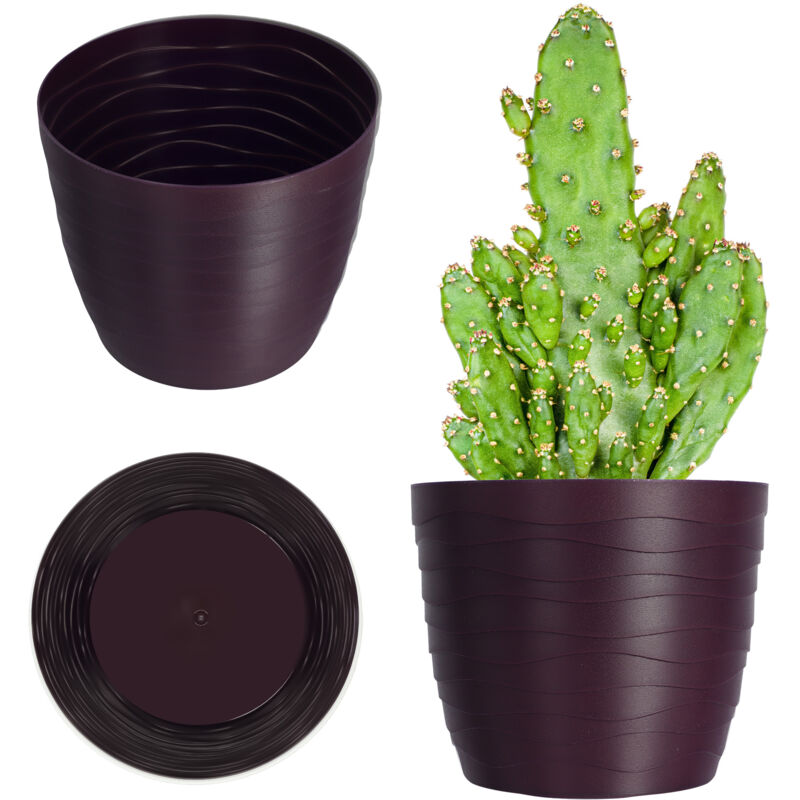 foto del prodotto kadax - vaso da fiori in plastica diametro 11-19 cm 7 colori vaso per piante semplice e moderno robusto vaso rotondo diametro 11 cm prugna
