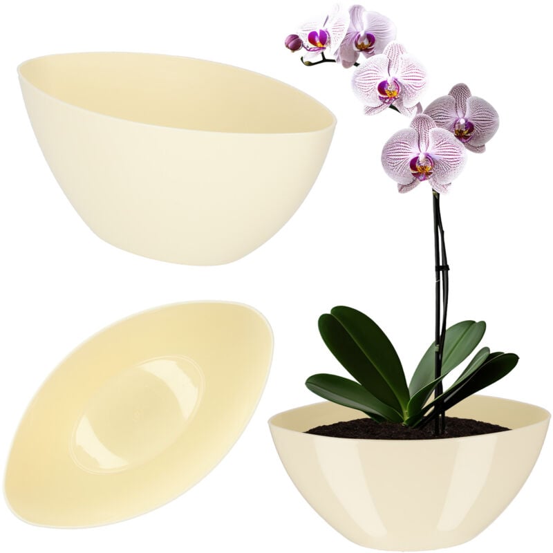 foto del prodotto kadax vaso da fiori in plastica forma ovale 30 x 14 cm design moderno ideale per l arredamento di interni e balconi crema