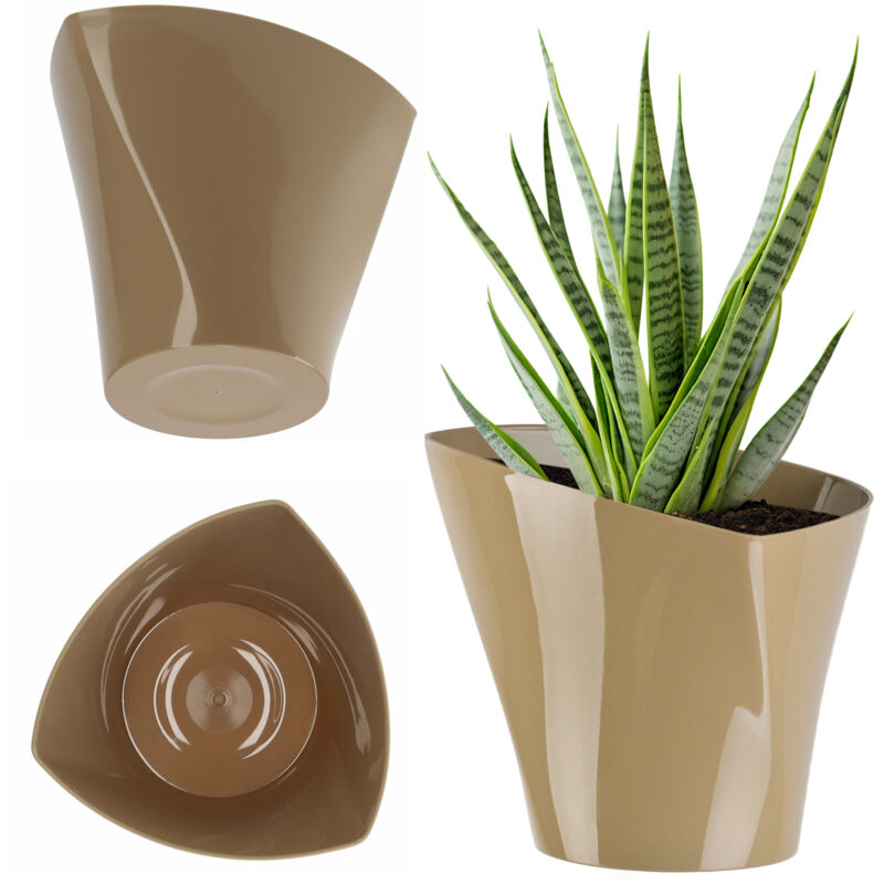 foto del prodotto kadax vaso da fiori moderno in plastica per fiori da interno piante vaso da fiori da balcone 22 cm, beige 