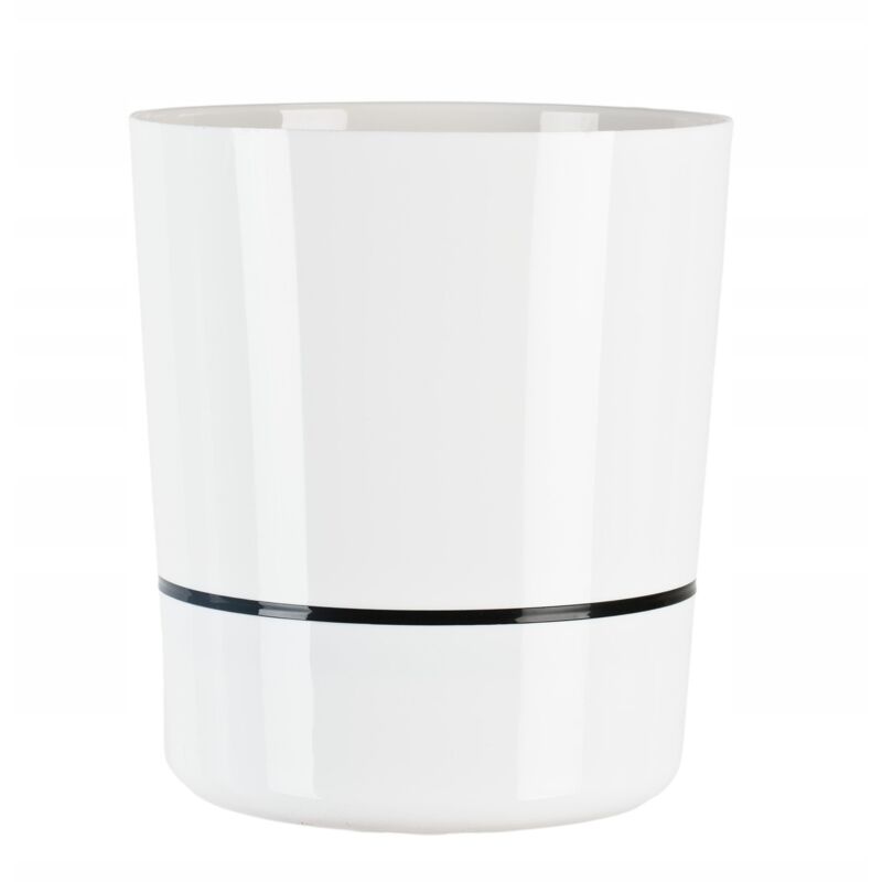 foto del prodotto kadax vaso da fiori rotondo, fioriera in 2 parti, vaso da fiori moderno in plastica, fioriera per interni ed esterni, bianco lucido, 25 cm