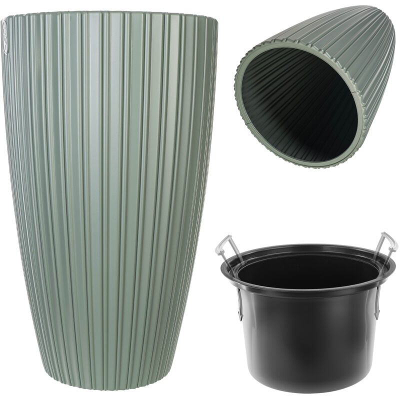 foto del prodotto kadax vaso da fiori rotondo vaso da fiori decorativo con inserto interno plastica per interni ed esterni verde