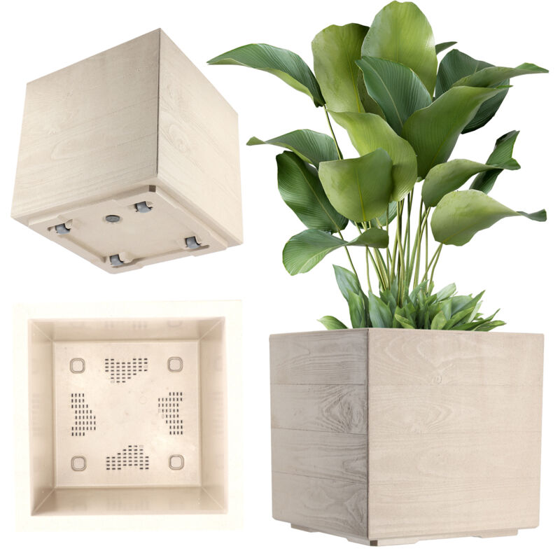 foto del prodotto kadax vaso da fiori su ruote eco 40x40 cm marrone chiaro