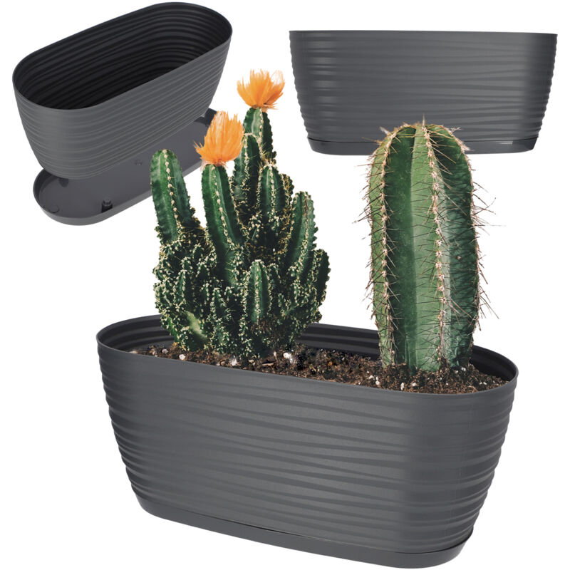 foto del prodotto kadax vaso da fiori vaso da fiori 27 cm coperchio ovale portafiori in plastica antracite