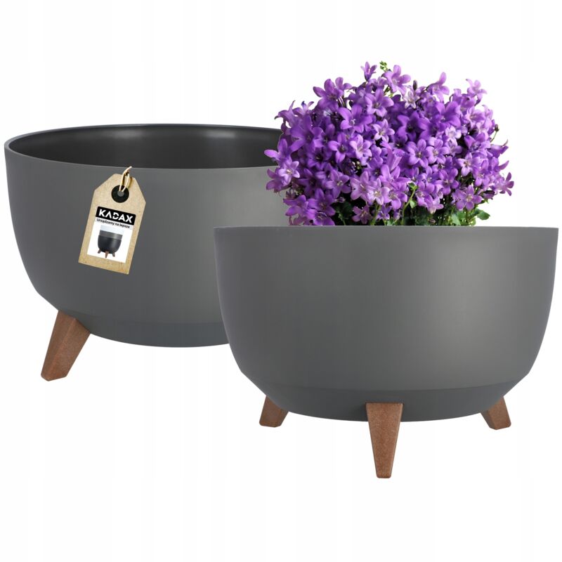 foto del prodotto kadax vaso da fiori vaso da fiori 40 cm coperchio inserto piedini portafiori antracite