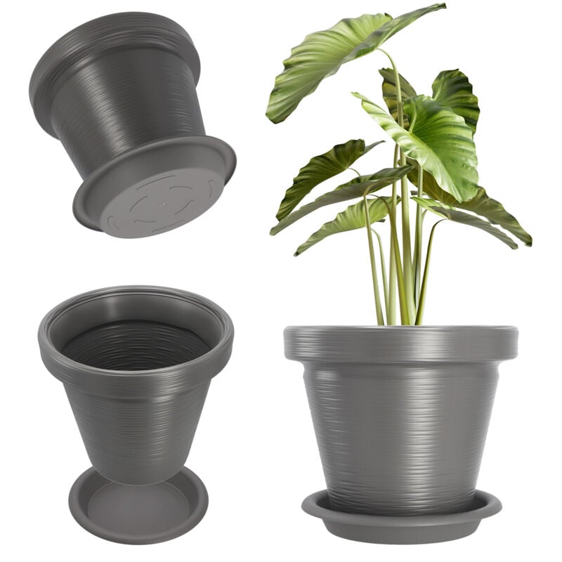 foto del prodotto kadax vaso da fiori vaso da fiori 46 cm coperchio con supporto per piante antracite