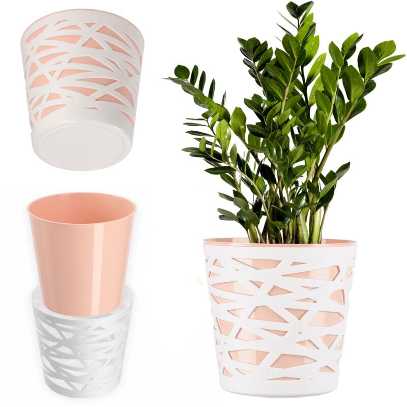foto del prodotto kadax vaso da fiori vaso da fiori coperchio in plastica inserto fiori piante 13 cm pesca