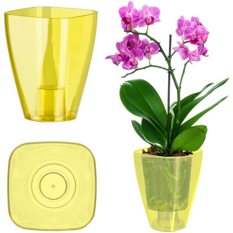foto del prodotto kadax vaso da fiori, vaso da fiori sottile semplice orchidea margherita per cucina e soggiorno, diametro 12 cm, quadrato, giallo