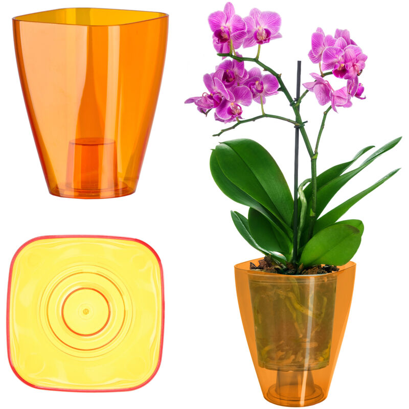 foto del prodotto kadax vaso da fiori, vaso da fiori sottile semplice orchidea margherita per cucina e soggiorno, diametro 12 cm, rettangolare, arancione