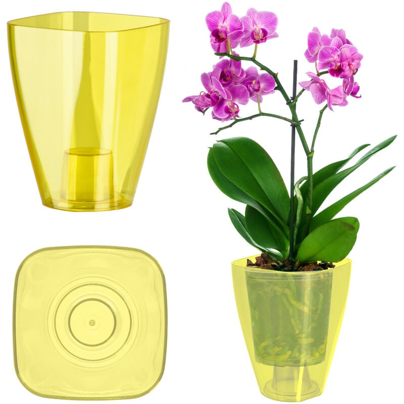 foto del prodotto kadax vaso da fiori, vaso da fiori sottile semplice orchidea margherita per cucina e soggiorno, diametro 9 cm, quadrato, giallo