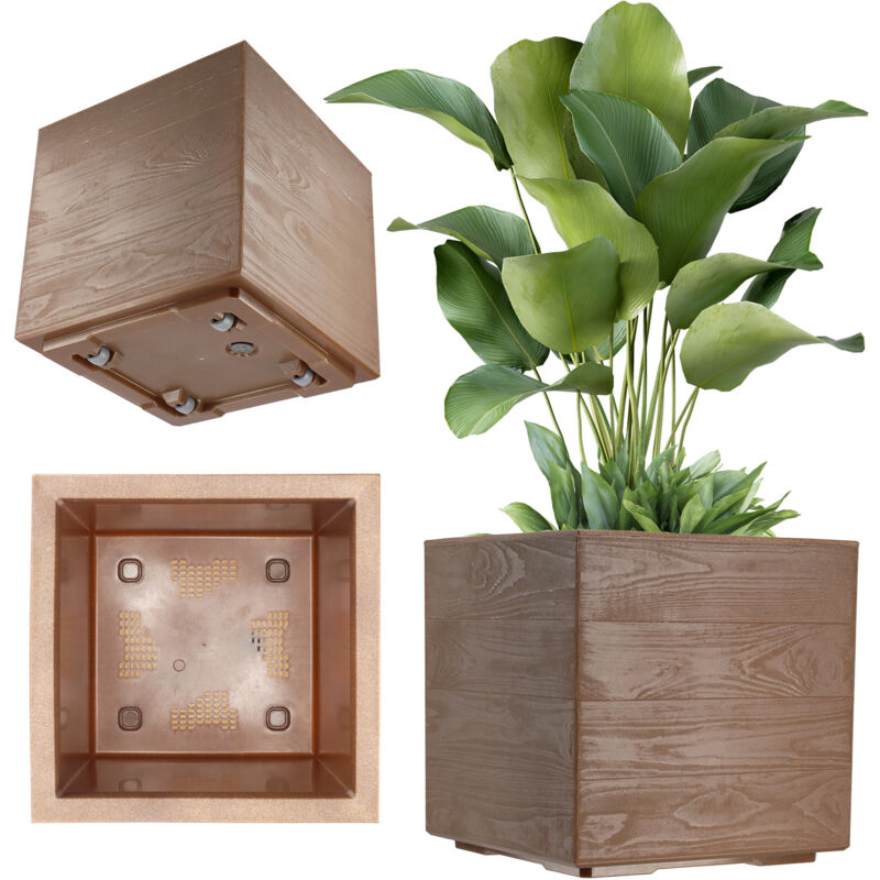foto del prodotto kadax vaso da fiori vaso da fiori su ruote eco 40x40 cm marrone scuro