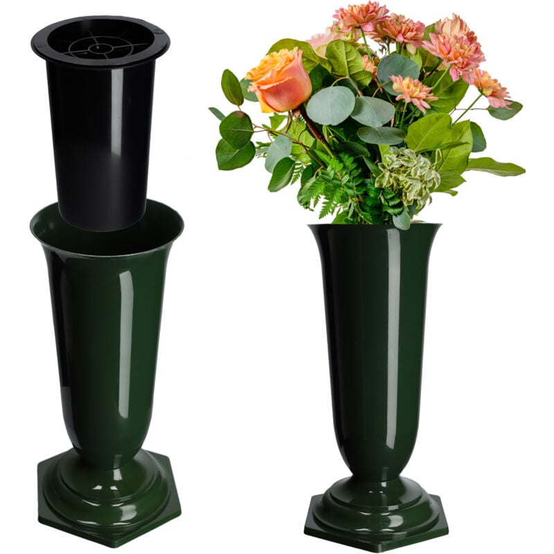 foto del prodotto kadax vaso fiala cimitero tomba lapide verde 23 cm