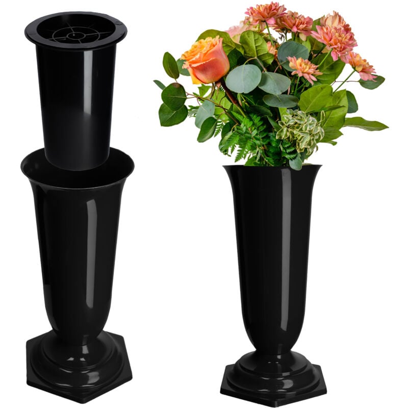 foto del prodotto kadax vaso per bottiglia di fiori lapide del cimitero inserto per lapide base nera 37 cm