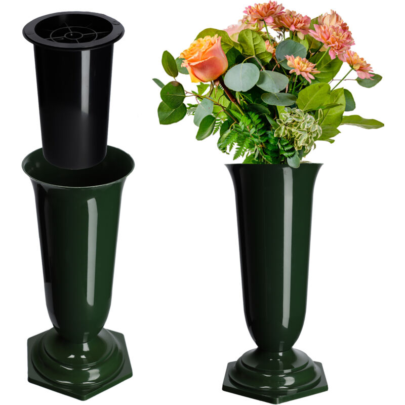 foto del prodotto kadax vaso per bottiglia di fiori lapide del cimitero inserto per lapide base verde 37 cm