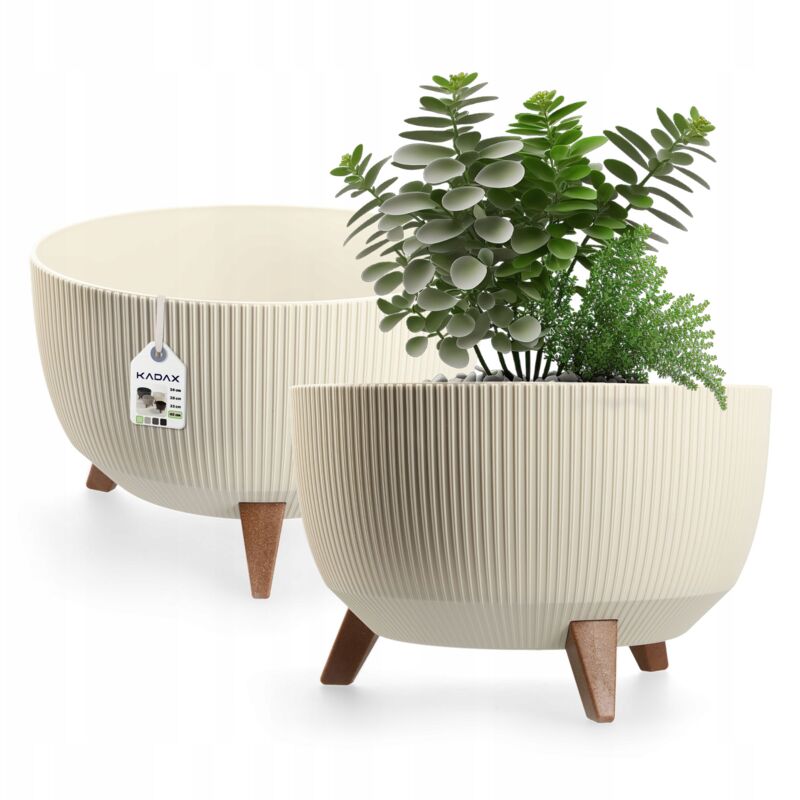 foto del prodotto kadax vaso per fiori su piedi inserto per fiori ciotola rotonda da 40 cm crema