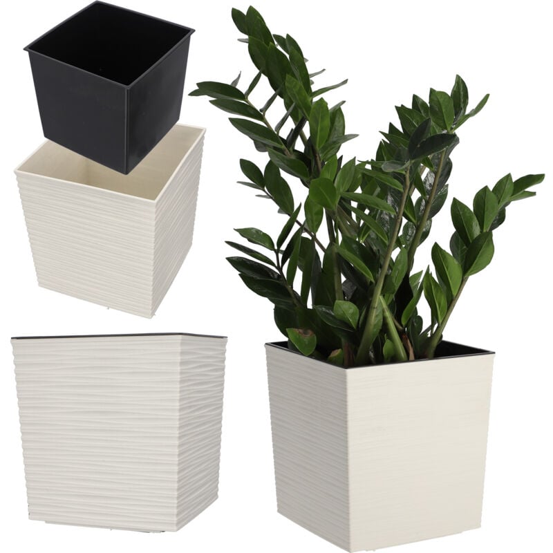 foto del prodotto kadax vaso per piante con inserto crema 40 cm