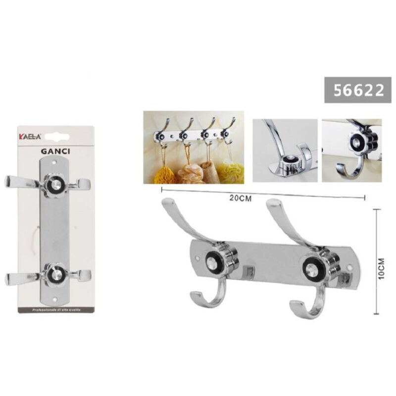 foto del prodotto kaela appendino a 2 ganci appendi abiti asciugamano bagno fiore diamante 20x10cm 56622 