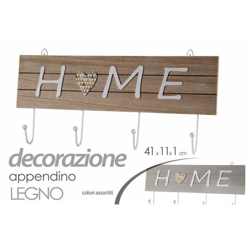 foto del prodotto kaela appendino appendi abiti da parete legno gancio a 4 decoro home 41x11x1cm 745693 