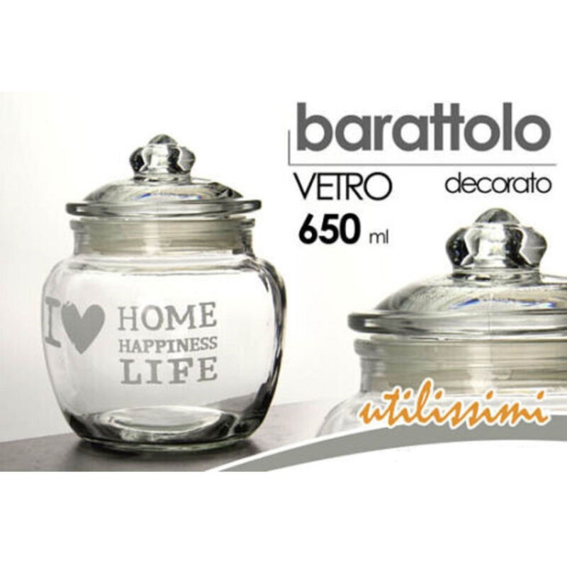 foto del prodotto kaela barattolo ermetico in vetro contenitore cucina coperchio 650ml decorato 652639 