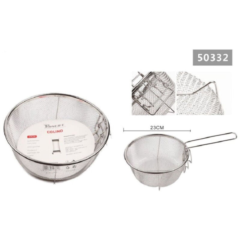 foto del prodotto kaela cestino cestello colino setaccio rotondo scola frittura in acciaio 23 cm 50332 