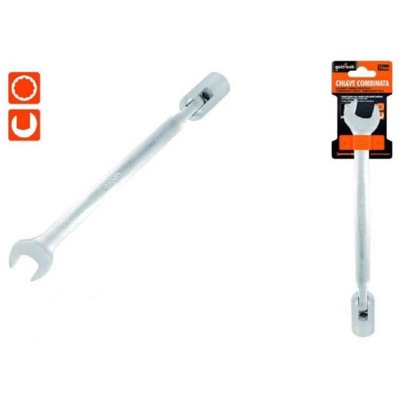 foto del prodotto kaela chiave combinata 17mm fissa e a bussola poligonale con snodo cromo vanadio 97565 