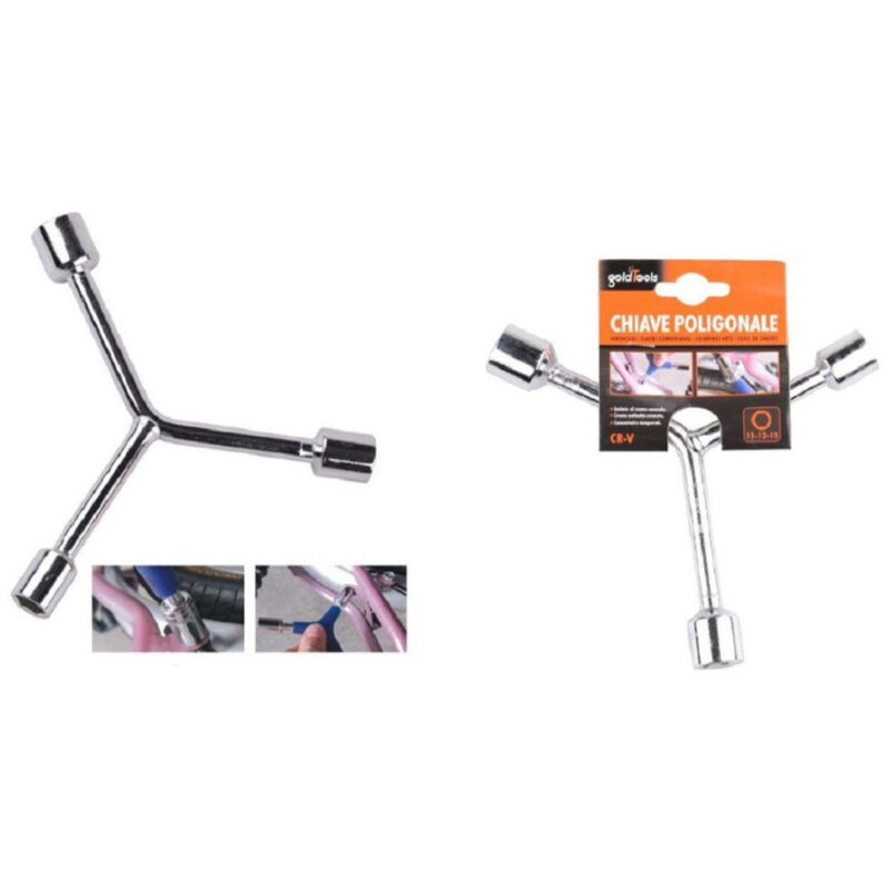 foto del prodotto kaela chiave poligonale tipo y con bussole esagonali 11 13 15 mm bici ferramenta 91592 